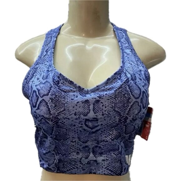 Puma XL Blue Animal Print Logo Drycel V-Neck Removable Pads Racerback Sports Bra - Picture 2 of 6